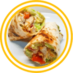 Burrito California - 12" flour tortilla stuffed with rice, beans, onion, cilantro, tomato, avocado, sour cream, cheese, and the meat of your choice.